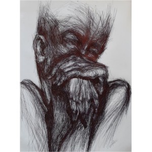 Khalid Khan-Kaay, 23 x 32 Inch, Acrylic on Canvas, Figurative Painting, AC-KHKN-068
